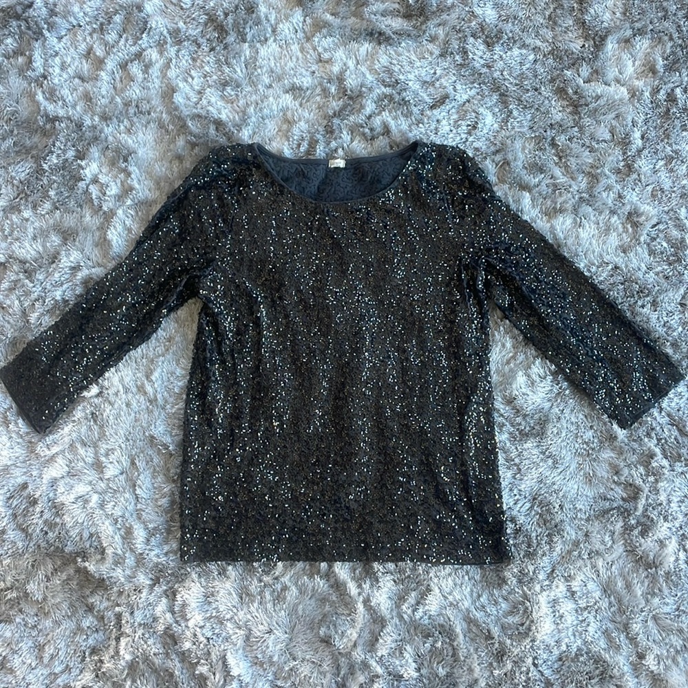 Festive Grey Sequin Sparkle Top